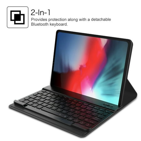 Ipad Leather Case Keyboard For iPad Pro 11 inch Case With Wireless Bluetooth Keyboard Smart PU Leather 360 Full Protective Cover For iPad Pro 11 inch 2018 ()