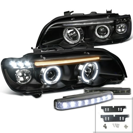Spec-D Tuning For 2001-2003 Bmw E53 X5 Black Projector Halo Headlight + Front Bumper Led Fog Lights