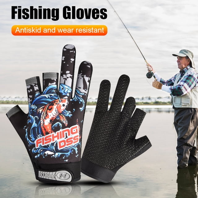 Guantes de pesca con dedos cortados Guantes de pesca con protección solar de verano transpirables (negro)