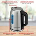 thumbnail image 3 of Brentwood 1500 Watt Stainless Steel 1.7 Liter Electric Kettle with 5 Temperature Presets in Silver, 3 of 11