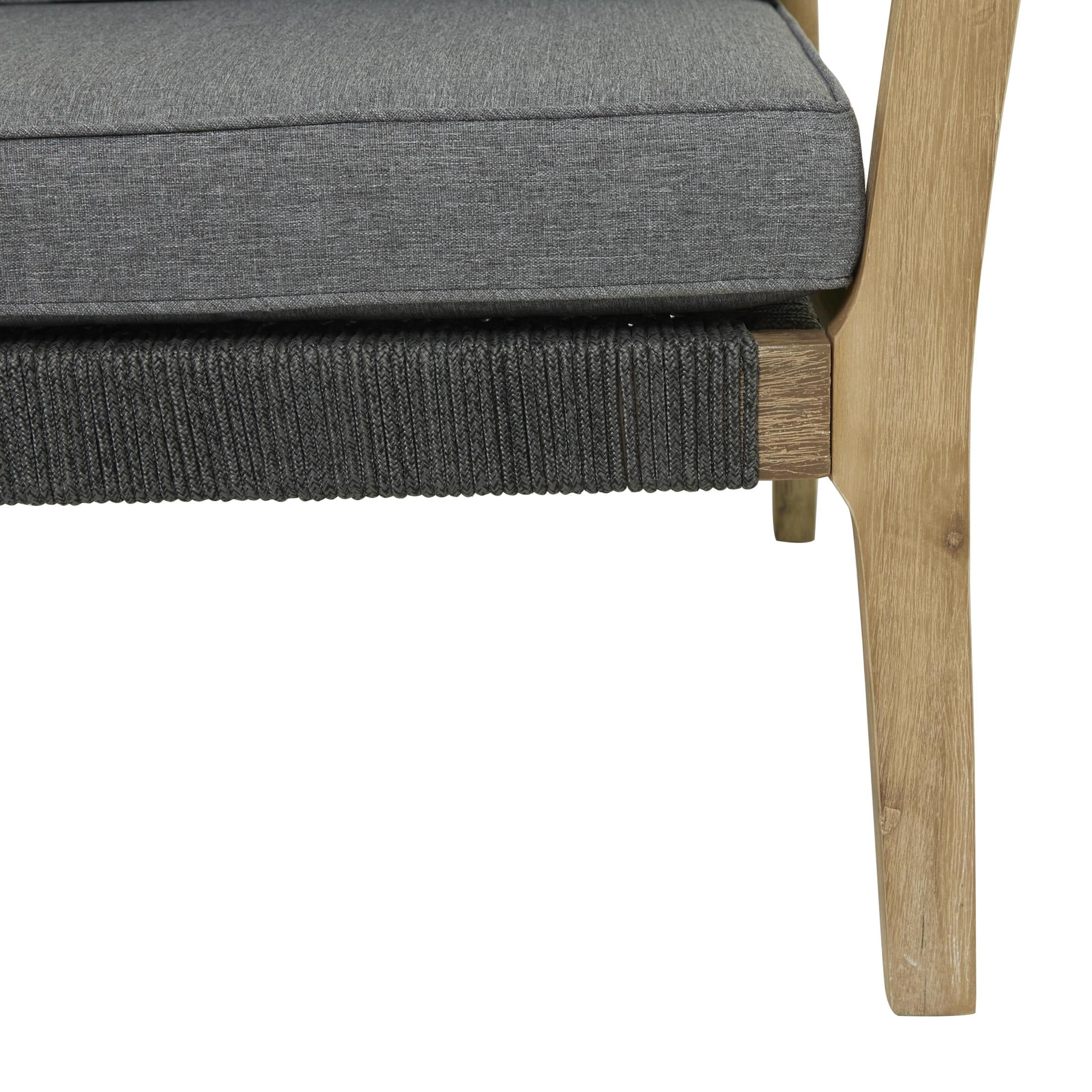 DecMode Wood Outdoor Chair with Cushions - Brown