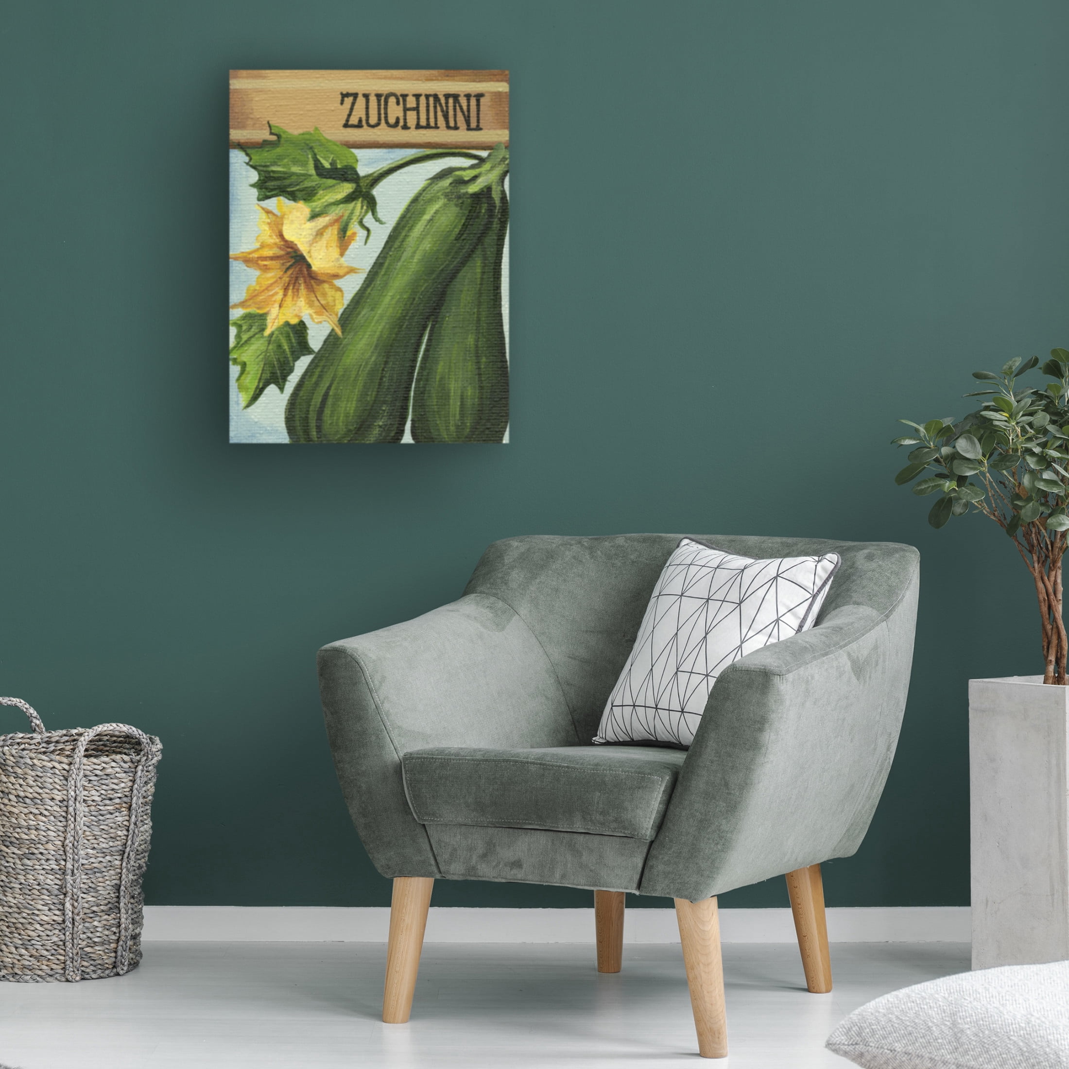 Canvas Wall Art - Debbi Wetzel 'Seed Packets 19 - Zuchinni' Wall Art for Living Room, Bedroom, or Office Décor by Trademark Fine Art - 35 x 47 Inches