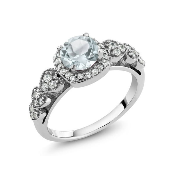 Gem Stone King - Sky Blue Aquamarine 925 Sterling Silver Women's ...