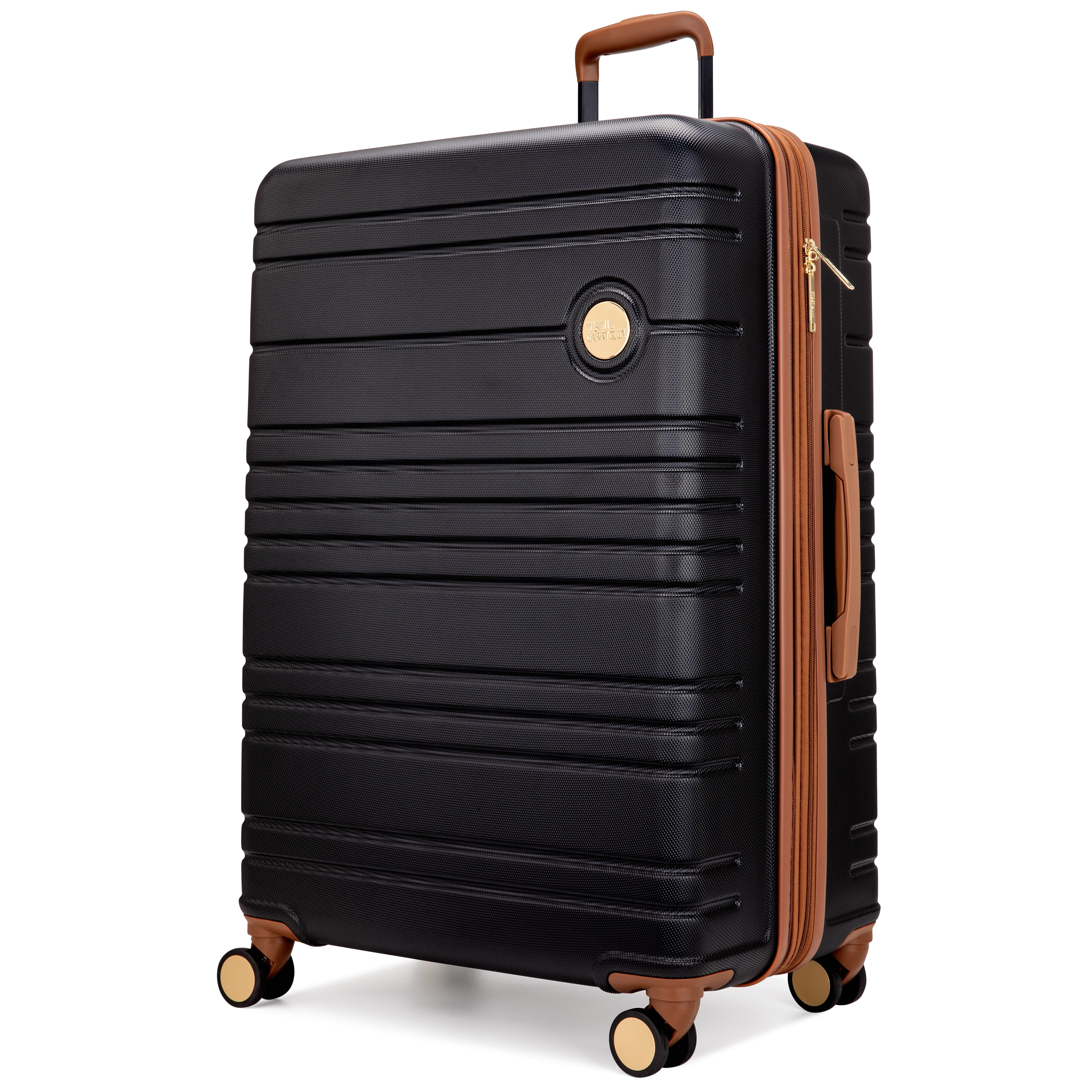 Miami Carry On Brickell Unisex 3 Piece Expandable Retro Hardside Luggage Set, Black