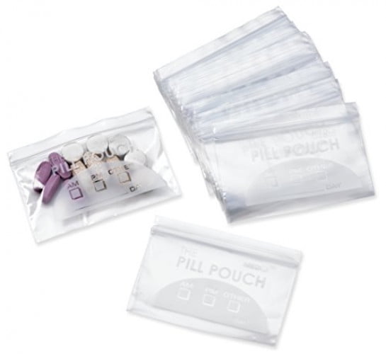 Pill Bag Pouch, Reusable Plastic Pill Organizer Bags, Size 3" X 2" 3