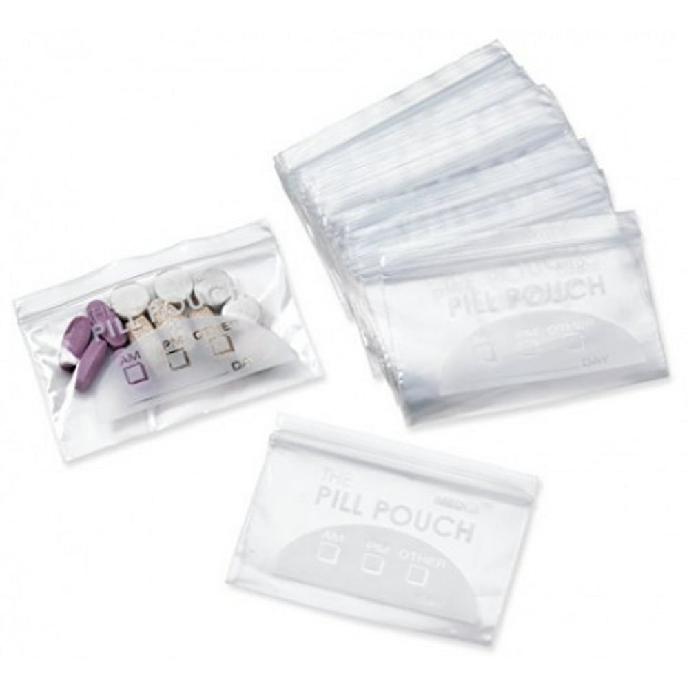 Pill Bag Pouch, Reusable Plastic Pill Organizer Bags, Size 3" X 2" 3