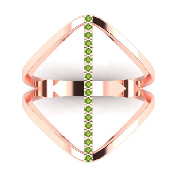 Statement Engagement Ring for Women - 0.09ct Natural Peridot in 18K Rose Gold Promise Ring