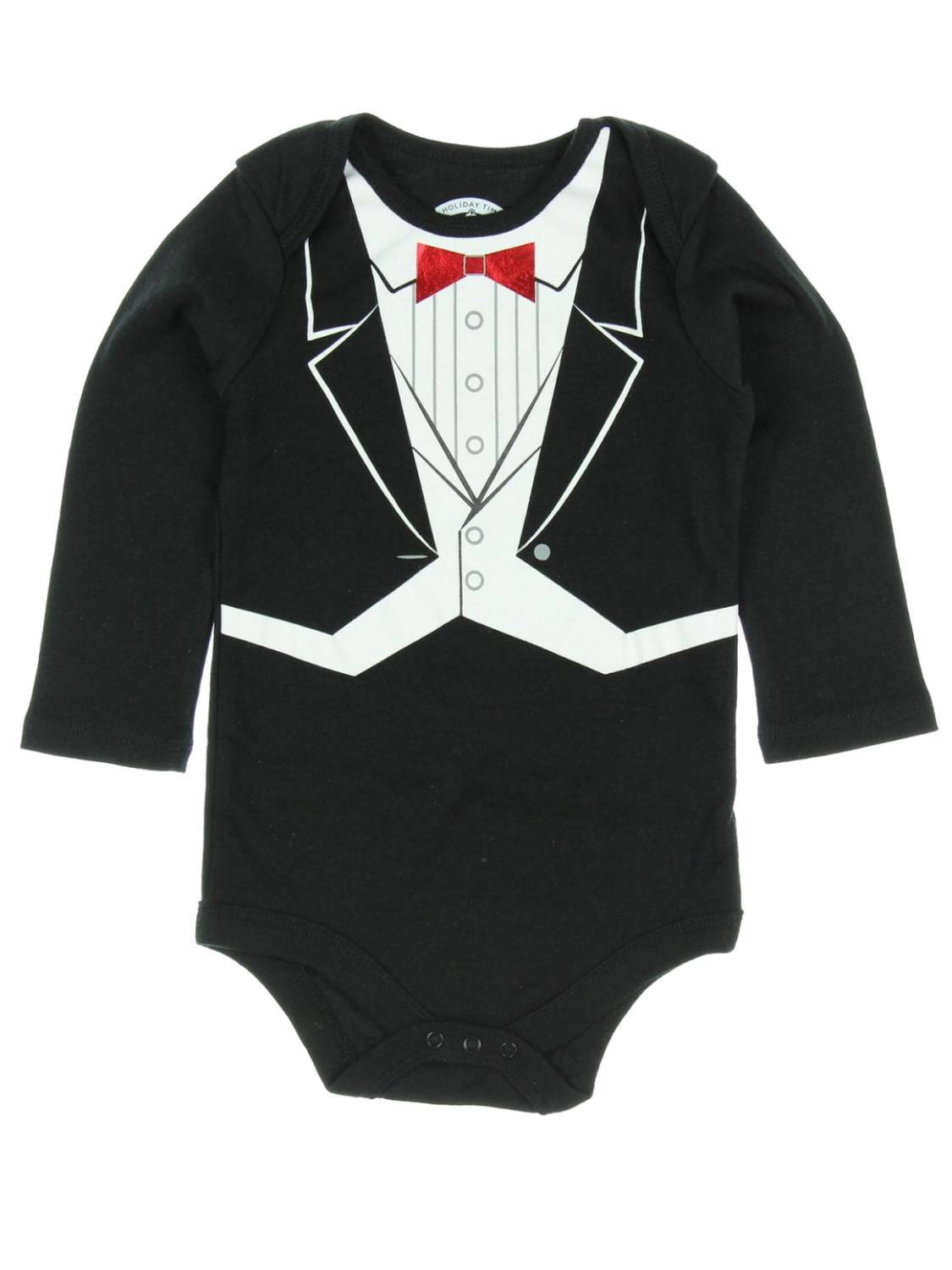Holiday Time - Holiday Time Infant Boys Black Tuxedo Holiday Bodysuit ...