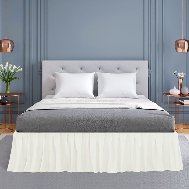 Brushed Dust Ruffled Bed Skirts Polyester Soft Platform 16" Drop Full