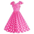 thumbnail image 1 of B91xZ Flowy Dresses for Women Robe Décontractée à Manches Courtes Summer Col Rond Taille Haute Flowy Maxi Superposée Dresses, Rose Vif S, 1 of 5