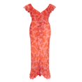 thumbnail image 3 of Femmes Volants Volants Manches Robe d'Été V Cou Imprimé Floral Robe de Soirée Longue, 3 of 5