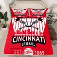 thumbnail image 2 of Manfei Baseball Gaming Twin Sheet Sets,Sport City Slihouette Twin Fitted Sheet,Cincinnati Flat Sheet For Boys Teens,Ultra Soft Home Decor,3-Piece, 2 of 7