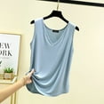 thumbnail image 2 of MIUOWANP Summer Tank Tops for Women Casual And Fashionable Outerwear Solid Color Round Neck Sleeveless Top Light Blue XL, 2 of 5