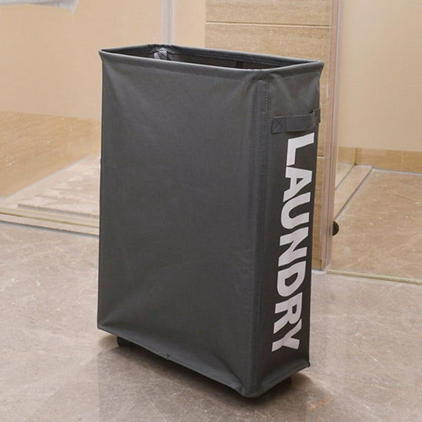 Hkitchen 22.8" Rolling Slim Laundry Basket with Stand Foldable