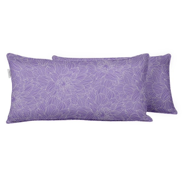 VargottamIndoor/OutdoorPolyester FabricLumbarPillowCover,All-Weather Waterproof Rectangular Cushion Case for Patio Furniture,12" x 18"Set of 2 -Florals-80