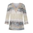 thumbnail image 4 of Fiudx Camisas de Mujer Blusas de Túnica Básica con Cuello En V y Costuras de Encaje Estampadas con Manga 3/4 para Mujer, 4 of 5
