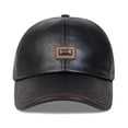 thumbnail image 3 of Leather Baseball Cap Hip Hop HatsAutumn Winter Men Women Cap PU Leather Trucker Caps Gorras ,Classic Vintage, 3 of 6