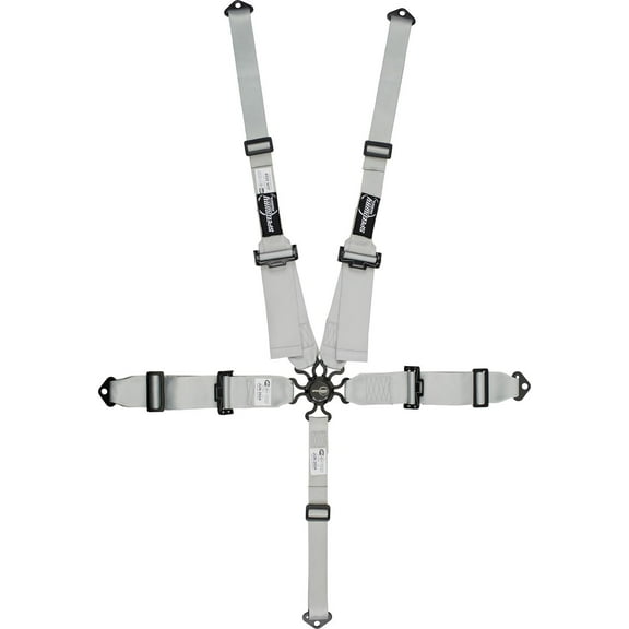 Speedway Motors Elite 5-Point Racing Harness with Cam Lock & HANS Compatibility, Silver - SFI 16.1 Certified, Adjustable for Racing Safety, Dual Shoulder Belts & Anti-Submarine Strap