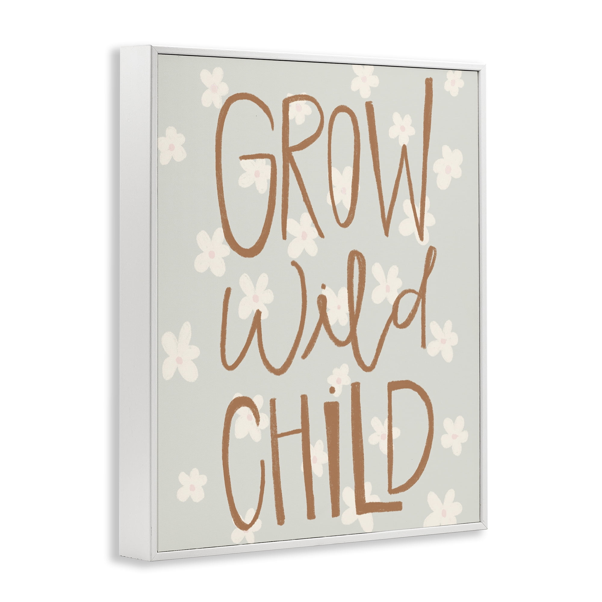 Grow Wild Child Flowers White Framed Giclee Art, design by Katie Griggs