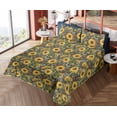 thumbnail image 4 of Ambesonne Sunflowers Fitted & Flat Sheet with Shams 4 Pcs Set, Dreamy Flower Field Art, Full, Mustard Fern Green Sepia, 4 of 5