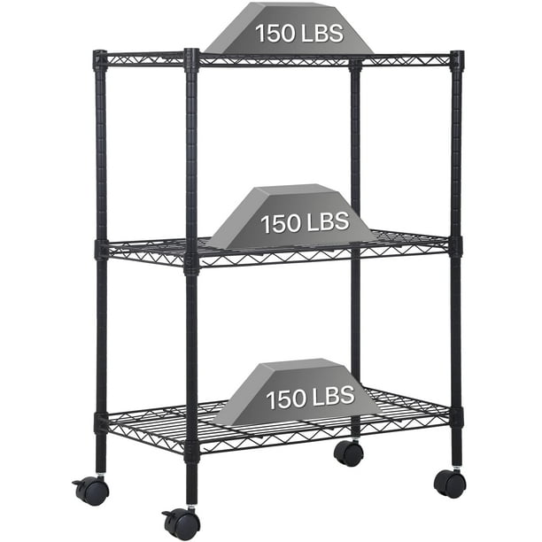 NiamVelo 3Tier Wire Shelving Unit, NSF Metal Storage Shelves