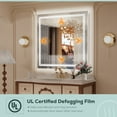 thumbnail image 4 of Keonjinn 36x36 inch Bathroom LED Mirror Front Light Backlit Vanity Mirror with Double Light Strip 3 Colors CRI 90+ Anti-Fog Memory Funtion, Rectangle Wall Mount Makeup Mirror for Modern Bathroom Décor, 4 of 7