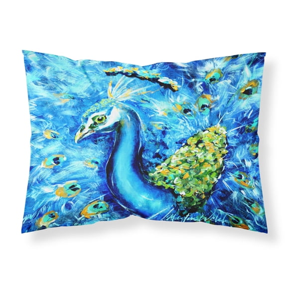 Carolines Treasures MW1166PILLOWCASE Peacock Straight Up in Blue Fabric Standard Pillowcase Standard multicolor