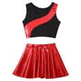 thumbnail image 4 of iiniim Girls Metallic Crop Top with Mini Skirt Ballet Dance Jazz Hip Hop Performance Competition Red 14, 4 of 7