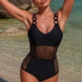 thumbnail image 7 of COMVALUE One Piece Mesh Swimsuits for Women-Sexy V Neck Tummy Control Adjustable Slimming Bathing Suit Womens Swimsuits (Black, L), 7 of 7