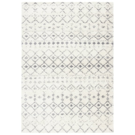 SAFAVIEH Tahoe Salima Geometric Shag Area Rug, White/Grey, 6'7" x 8'7"