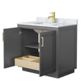 thumbnail image 3 of Wyndham Collection Miranda 36" Carrara&Wood Single Bathroom Vanity in Gray/Gold, 3 of 5