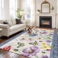 thumbnail image 2 of Blue Wildflowers Area Rugs 6'x9', Washable Small Throw Rugs for Kitchen Dining room, Farmhouse Country Spring Butterfly Floral Indoor Outdoor Rug Non-Slip Low Pile Carpet Runner Reversible Floor Mats, 2 of 8