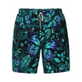 thumbnail image 4 of Lsque Mens Swim Trunks Blue Floral with Butterflies Pattern - Bathing Suit Compression Liner - Beach Swim Shorts Swimwear - (S-3XL) - Stretch Quick Dry -Large, 4 of 9