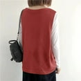 thumbnail image 4 of Womens Vests Tops Knit Sleeveless Sweaters V Neck Button Casual Open Front Cardigan with Pocket Trendy Fall Outfits New Women Vests Fashion Casual Red One Size, 4 of 5