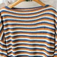 thumbnail image 3 of Craaazy Fall Sweaters For Women Stripe Hollow Out Knit Pullover Long Sleeve Knitted Tops Gifts, 3 of 4