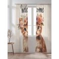 thumbnail image 2 of Cute Cat Sheer Curtains 2 Panels Set Garland Welcome Retro Lihgt Filtering Rod Pocket Voile Drape, Semi Sheer Window Curtains for Bedroom Living Room, 52"x108", 2 of 5