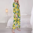 thumbnail image 3 of Naloa Lemon Seamless Pattern Oil Painting Effect Pajamas for Women Set, Womens Pajama Sets, Lounge Sets for Women, 2pjs for Women-Small, 3 of 7