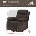 thumbnail image 5 of Farini Small Swivel Rocker Recliner Chair for Adult, Velvet Recline Sofa Chair with Footrest for Bedrooms, Living Rooms & Small Spaces, Chocolate, 5 of 9