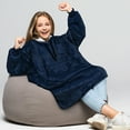 thumbnail image 6 of PAVILIA Wearable Blanket Sweatshirt for Kids Boy Girl Navy Dark Blue, Warm Cozy Giant Blanket Hoodie, Fleece Sherpa Oversized Blanket Sweatshirt with Sleeves, Big Pocket, Christmas Gift, 6 of 7