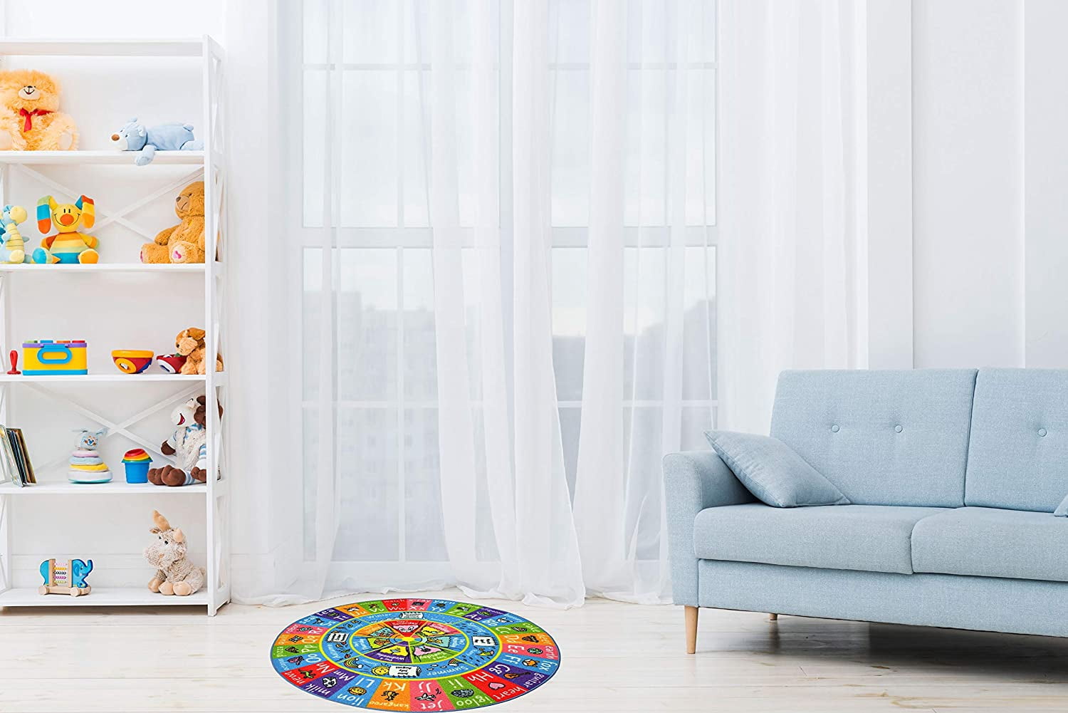 KC Cubs Playtime Collection ABC Alphabet, Seasons, Months and Days of The Week Educational Learning & Game Round Circle Area Rug Carpet for Kids and Children Bedrooms and Playroom
