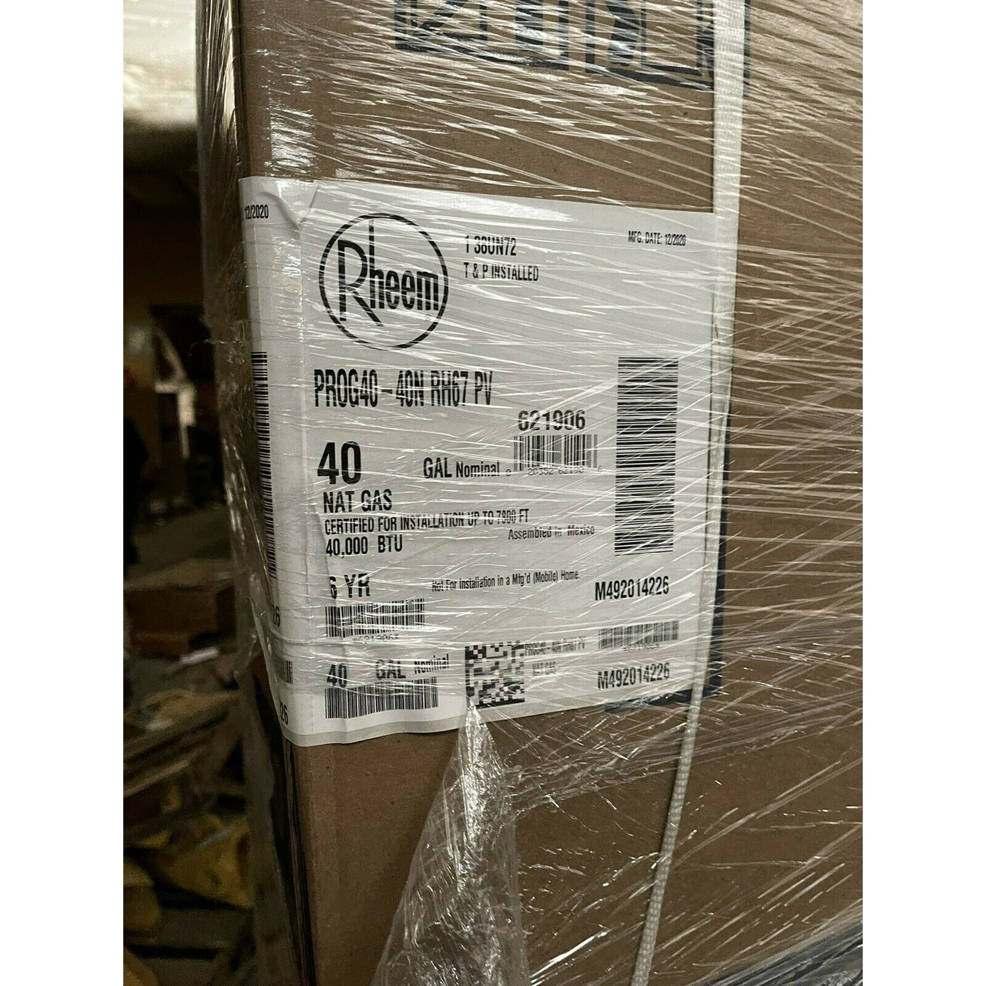 NEW Rheem Ruud (PROG40-40N RH67 PDV) 40 Gallon Natural Gas Water Heater 40K  BTU - Walmart.com