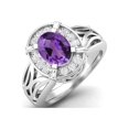 thumbnail image 4 of 8x6mm Oval Purple Amethyst 925 Sterling Silver Filigree Celtic Valentines Day Gifts Ring, 4 of 4