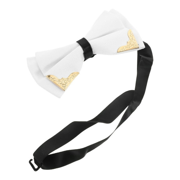 Homoyoyo Men's White Bow Tie, Metallic Edging, Elegant Design for Formal Events