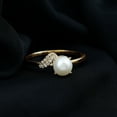 thumbnail image 3 of Rosec Jewels Classic Freshwater Pearl Ring with Diamond, June Birthstone Ring (7 mm), 14K Yellow Gold, US 8.50, 3 of 8