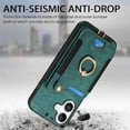 thumbnail image 4 of ShellTech for iPhone 16 Retro PU Leather Wallet Case with Card Holder Ring Stand RFID Function Credit Card Slot with Ring Stand Protective Cover Wrist Strap,Green, 4 of 10