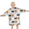 thumbnail image 3 of Halloween Pumpkin Ghost Bat Pattern Blanket Hoodies for Kids 6-13YR Oversize Wearable Blanket Hoodies for Boys Girls Teens, 3 of 7
