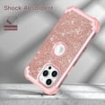 thumbnail image 4 of Casetego for iPhone 15 Pro Max Case,Fashion Glitter Sparkly Bling 3 in 1 Rugged Shockproof Heavy Duty Hybrid Sturdy High Impact Protective Cover for Women Girls,Shiny Rose Gold, 4 of 7