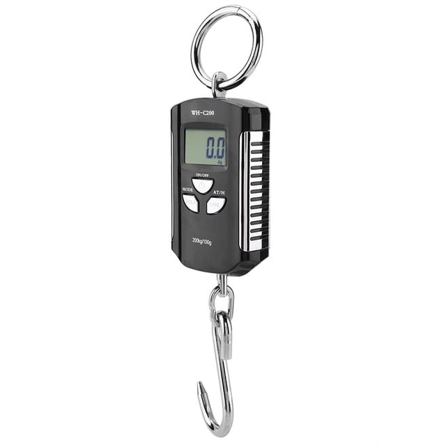 Hanging Scale, LCD Backlit Display Unit Conversion Function Multi Purpose Kg/Lb/Jin 200kg/100g Fishing Scale, For Home Restaurant Silver Frame