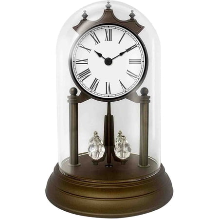 Genevieve Mantel Clock with Revolving Pendulum, Modern Anniversary Clock, Wedding Gifts, Desk &