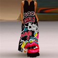 thumbnail image 2 of PENGXIANG Robes Sexy pour Soirée Club Robe Imprimée Sans Manches Col en V Fendue Kaftan Ample Longue Robe, 2 of 6